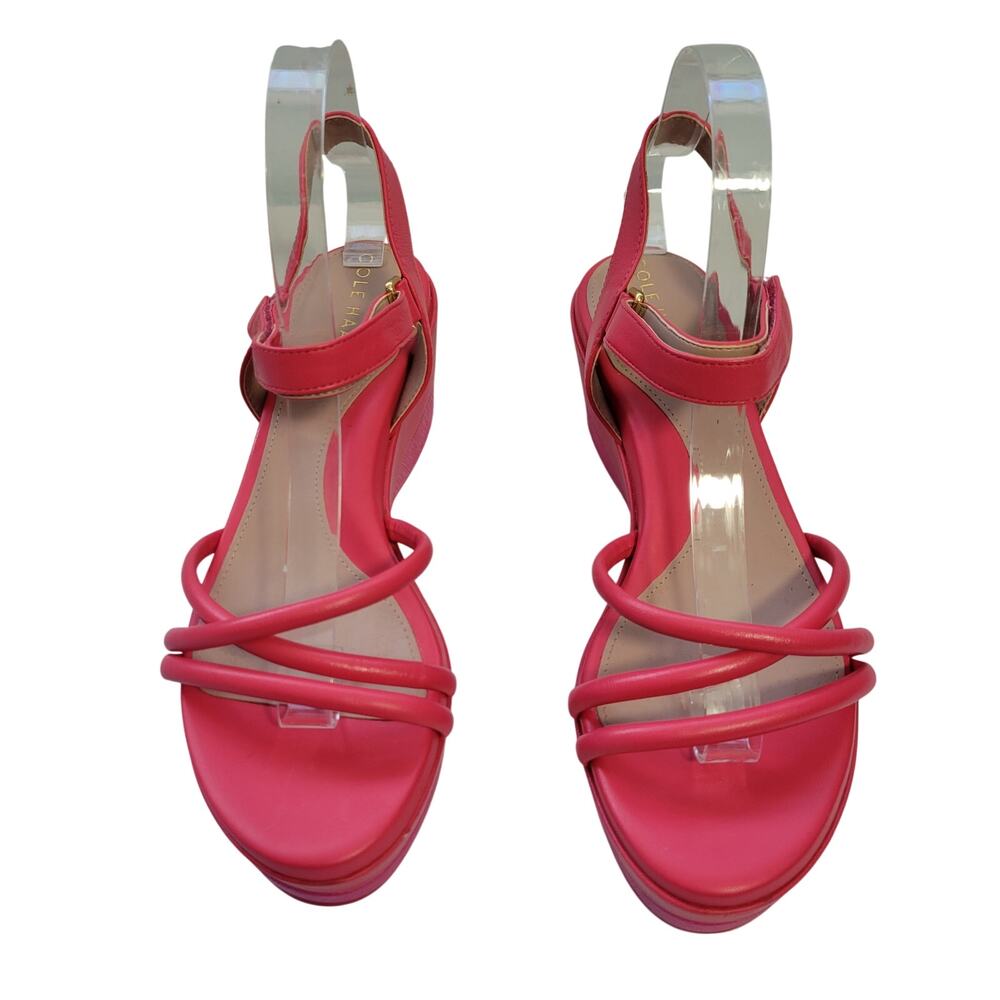 Cole Haan Women's Pink Addison Platform Wedge Leather Strappy Sandal Size 8 5126